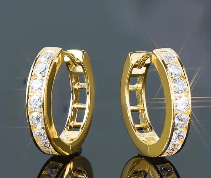 Moissanite Hoop Earrings 925 Sterling Silver - Classic D Color Jewelry for Men and Women - LuxeStreet Boutique