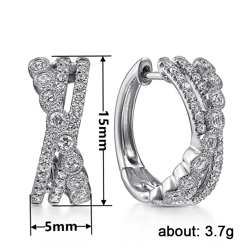 CAOSHI Stylish Shiny Zirconia Cross Earrings - LuxeStreet Boutique