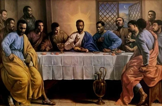 African Black Jesus Last Supper Poster - Religious Christian Canvas Painting Wall Art for Home Decor - LuxeStreet Boutique