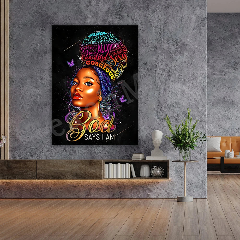 God Said You Are Poster, Religious Black Wall Art Print, Christian Gifts to Encourage African American Women, Religious Poster - LuxeStreet Boutique