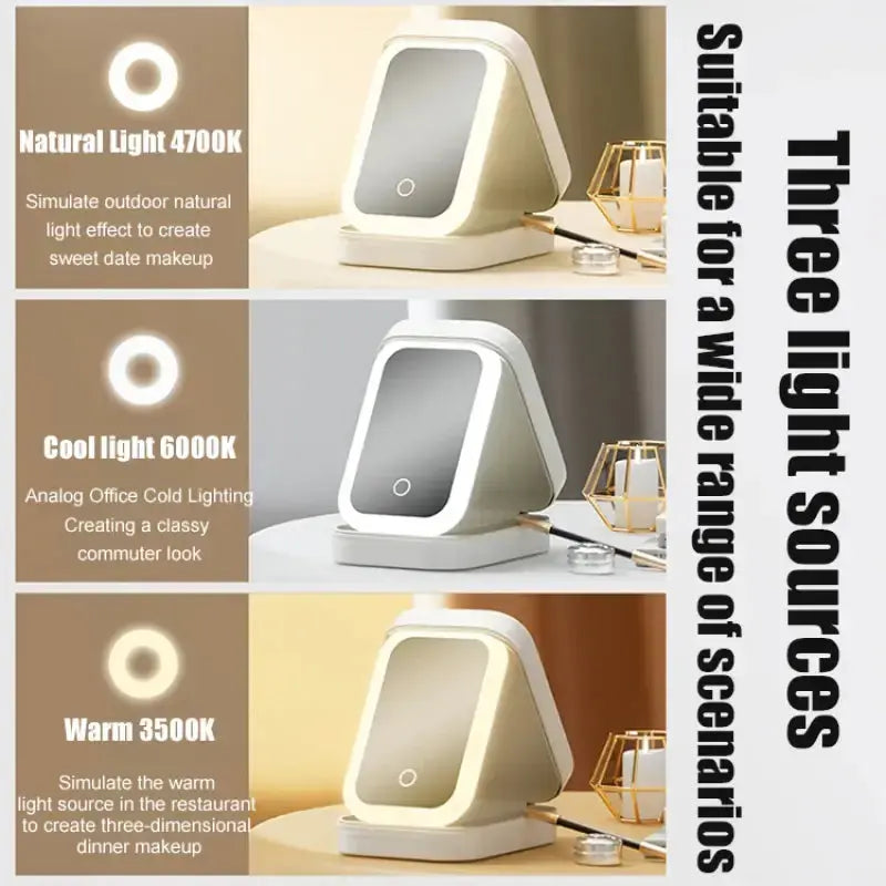 LED Mirror Storage Box with Makeup Organizer and LED Lighting - LuxeStreet Boutique