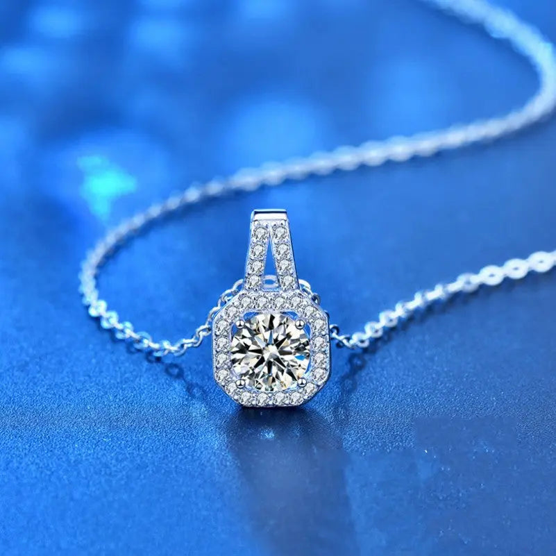 Moissanite Square Cut Pendant Necklace - Elegant Jewelry with Gift Box Included - LuxeStreet Boutique