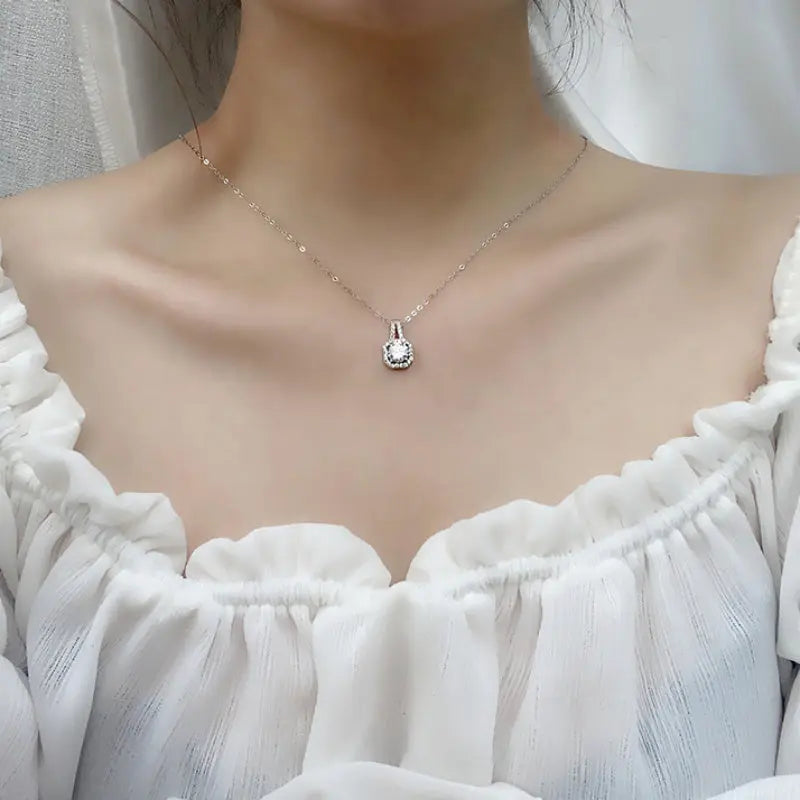 Moissanite Square Cut Pendant Necklace - Elegant Jewelry with Gift Box Included - LuxeStreet Boutique