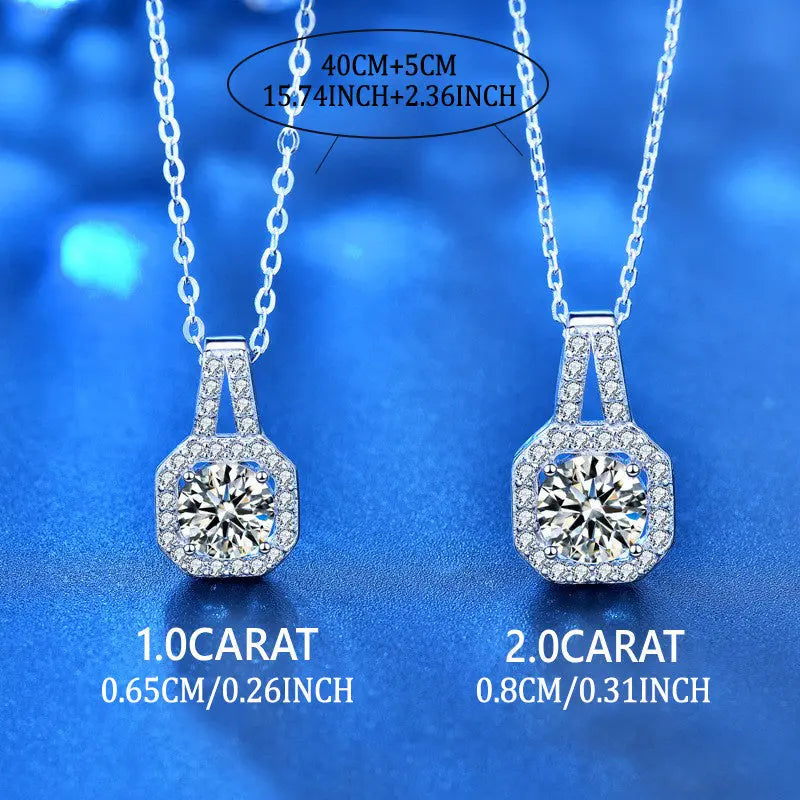 Moissanite Square Cut Pendant Necklace - Elegant Jewelry with Gift Box Included - LuxeStreet Boutique
