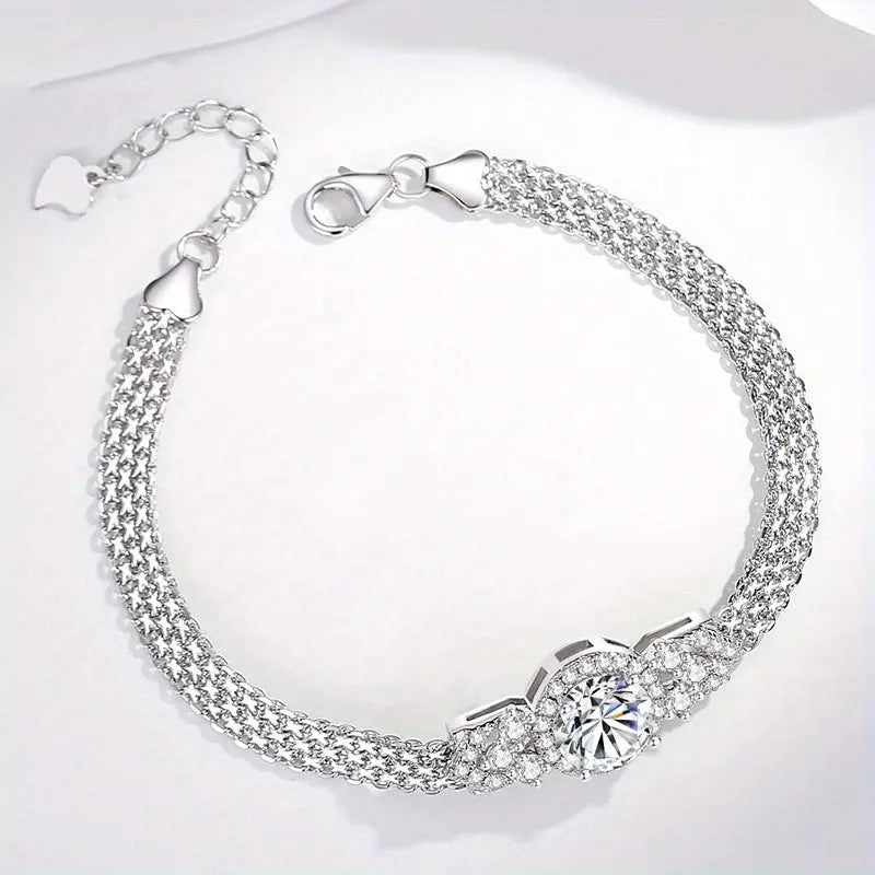Sterling Silver Moissanite Bracelet - Elegant Tennis Style - LuxeStreet Boutique