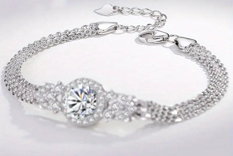 Sterling Silver Moissanite Bracelet - Elegant Tennis Style - LuxeStreet Boutique