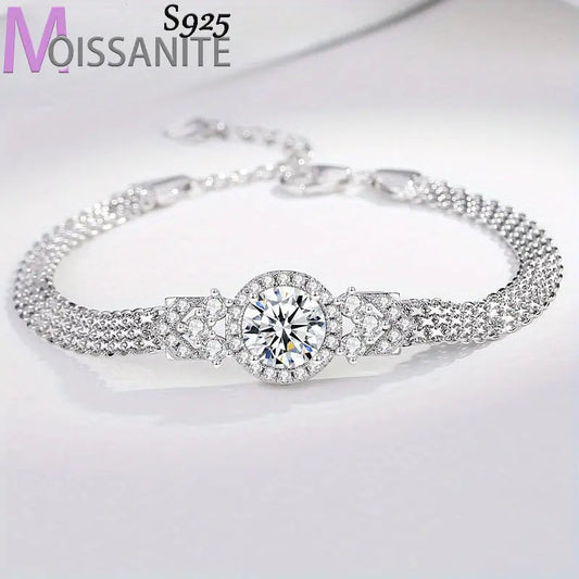 Sterling Silver Moissanite Bracelet - Elegant Tennis Style - LuxeStreet Boutique