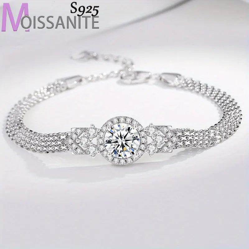 Sterling Silver Moissanite Bracelet - Elegant Tennis Style - LuxeStreet Boutique