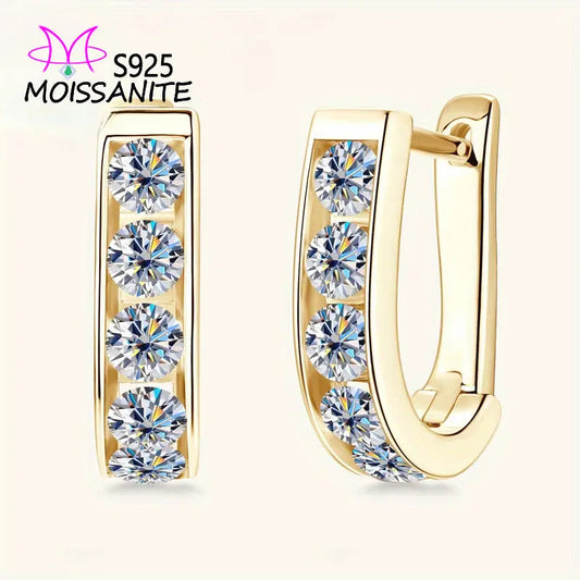 Moissanite U-Shaped Earrings - 925 Sterling Silver Stylish 0.5 Carat - LuxeStreet Boutique