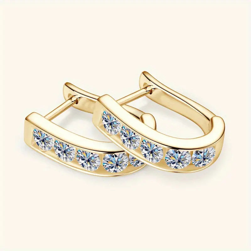 Moissanite U-Shaped Earrings - 925 Sterling Silver Stylish 0.5 Carat - LuxeStreet Boutique
