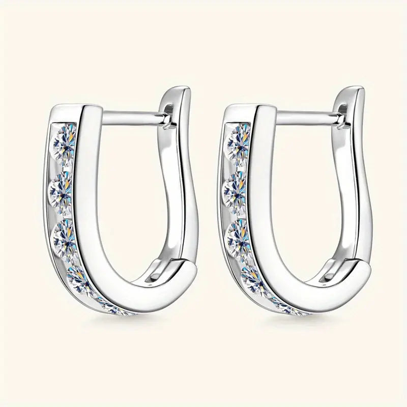 Moissanite U-Shaped Earrings - 925 Sterling Silver Stylish 0.5 Carat - LuxeStreet Boutique