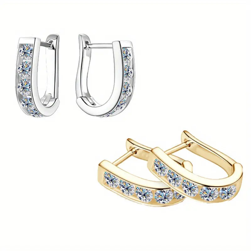 Moissanite U-Shaped Earrings - 925 Sterling Silver Stylish 0.5 Carat - LuxeStreet Boutique