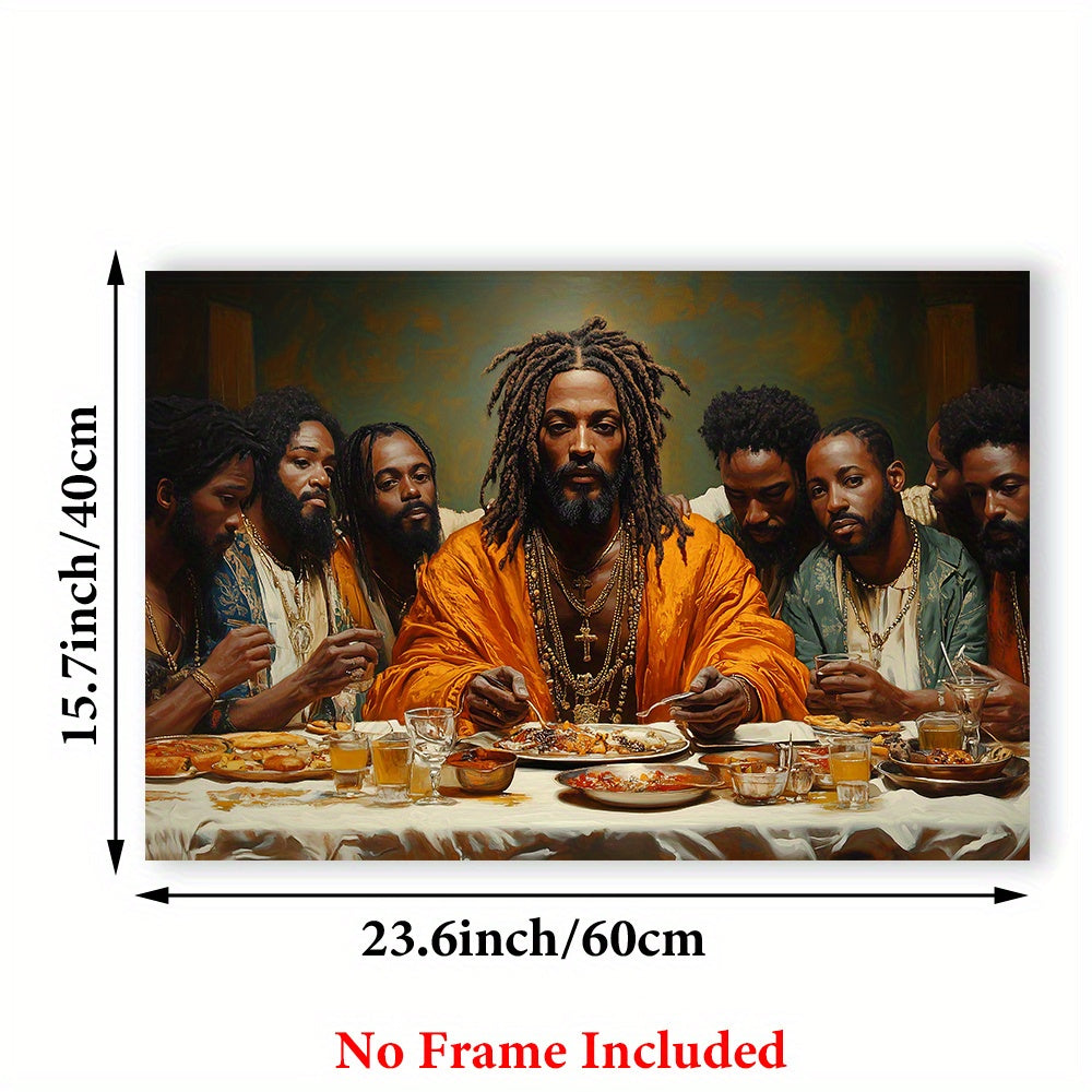 Vibrant Black Jesus Last Supper Canvas Art Print - High-Definition, Fade-Resistant, Waterproof, and Durable Wall Decor for Home, Office, Kitchen, Bedroom - Frameless 15.7x23.6 inches with Easy Hanging - LuxeStreet Boutique
