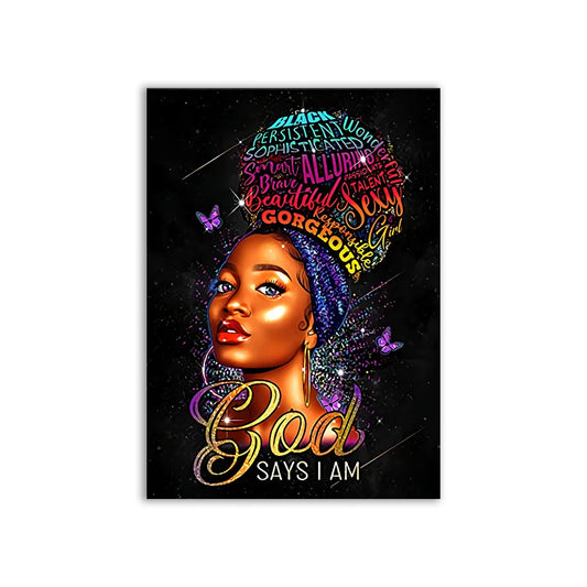 God Said You Are Poster, Religious Black Wall Art Print, Christian Gifts to Encourage African American Women, Religious Poster - LuxeStreet Boutique
