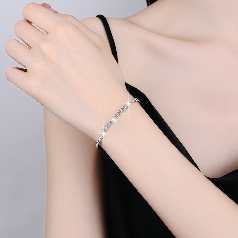 S925 Sterling Silver Bracelet for Women with Adjustable Moissanite - Fashion Jewelry - LuxeStreet Boutique