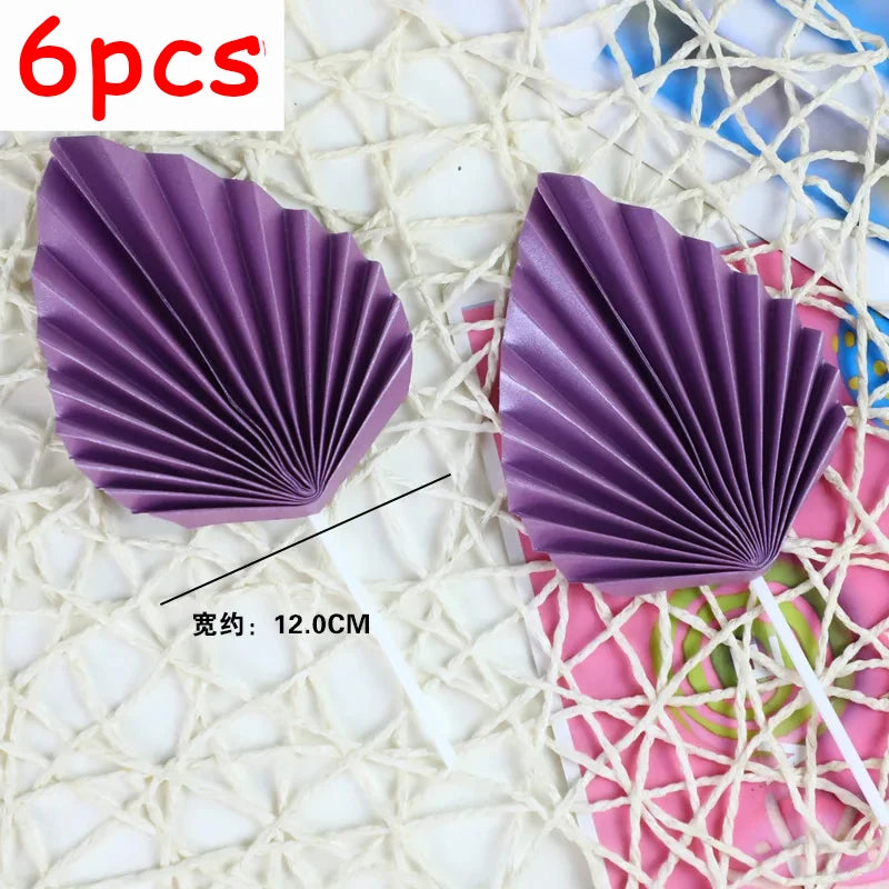 6pcs Palm Spear Cake Topper Happy Birthday Palm Leaf Decoration Cake Decorating Wedding Baking Dessert Table Party Favors - LuxeStreet Boutique