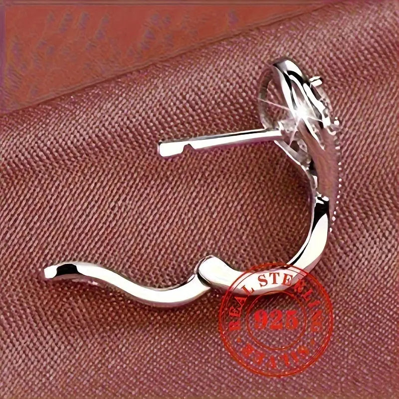 1 Pair S925 Sterling Silver Simplicity Cubic Zirconia Hoop Earrings, Daily Casual Jewelry, Simple Style Gifts For Women - LuxeStreet Boutique