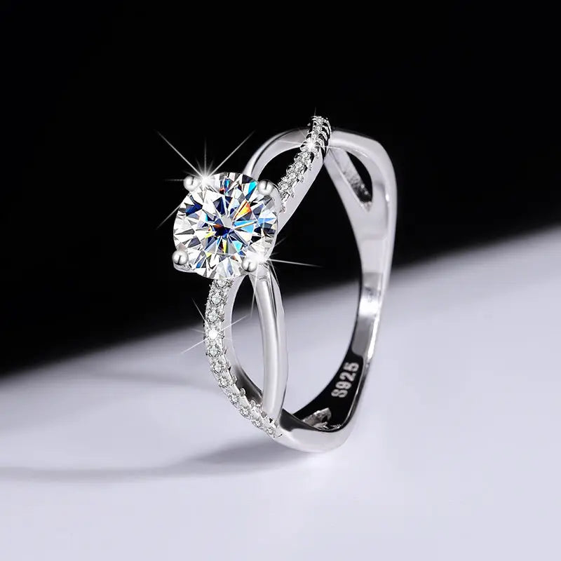 Sterling Silver Moissanite Ring - Authentic and Dazzling Elegance - LuxeStreet Boutique