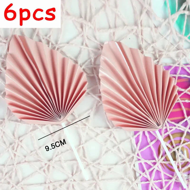 6pcs Palm Spear Cake Topper Happy Birthday Palm Leaf Decoration Cake Decorating Wedding Baking Dessert Table Party Favors - LuxeStreet Boutique