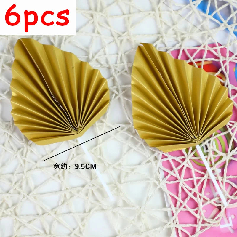 6pcs Palm Spear Cake Topper Happy Birthday Palm Leaf Decoration Cake Decorating Wedding Baking Dessert Table Party Favors - LuxeStreet Boutique