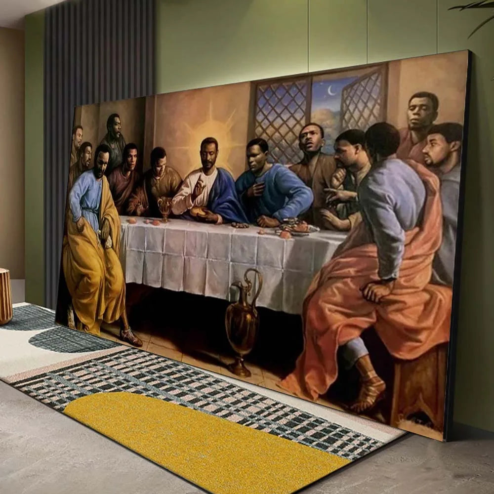 African Black Jesus Last Supper Poster - Religious Christian Canvas Painting Wall Art for Home Decor - LuxeStreet Boutique