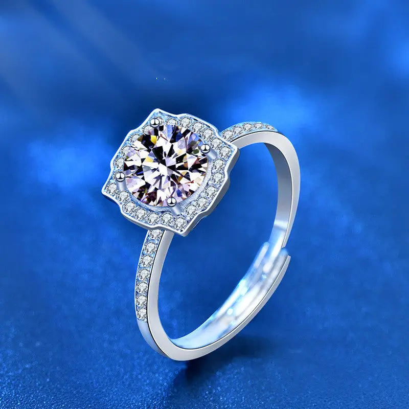 Women's Moissanite Silver Ring - 1 Carat Diamond Simulant - LuxeStreet Boutique