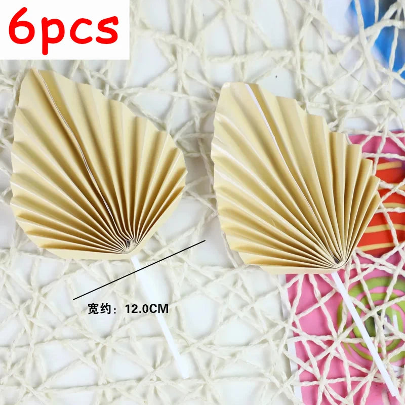 6pcs Palm Spear Cake Topper Happy Birthday Palm Leaf Decoration Cake Decorating Wedding Baking Dessert Table Party Favors - LuxeStreet Boutique