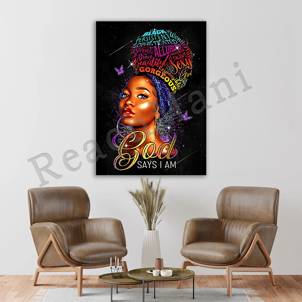 God Said You Are Poster, Religious Black Wall Art Print, Christian Gifts to Encourage African American Women, Religious Poster - LuxeStreet Boutique