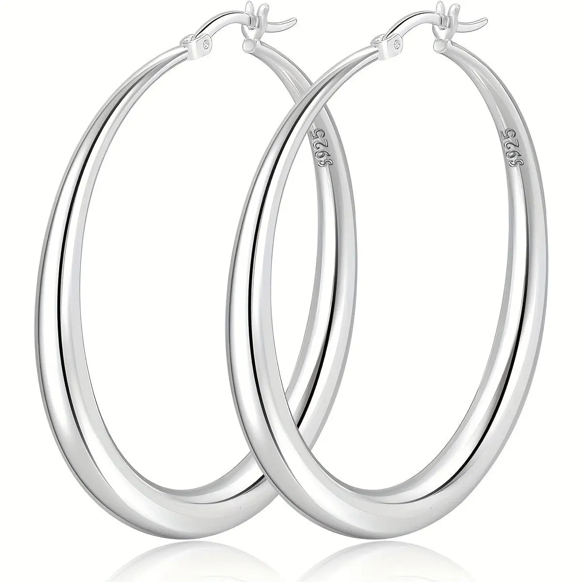 S925 Sterling Silver Hoop Earrings for Women – Large Hypoallergenic and Lightweight Thick Silver Hoops (35/40/50/70 mm) - LuxeStreet Boutique