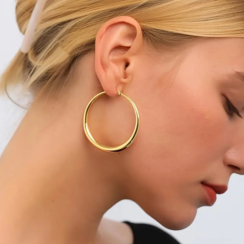S925 Sterling Silver Hoop Earrings for Women – Large Hypoallergenic and Lightweight Thick Silver Hoops (35/40/50/70 mm) - LuxeStreet Boutique