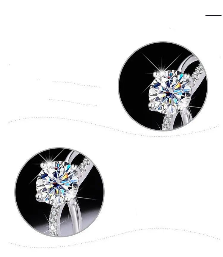 Sterling Silver Moissanite Ring - Authentic and Dazzling Elegance - LuxeStreet Boutique
