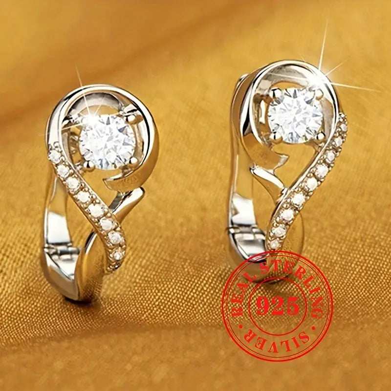 Exquisite Sterling Silver Hoop Earrings 925 Hypoallergenic Jewelry - Elegant Luxury Style for Wedding Banquet - LuxeStreet Boutique