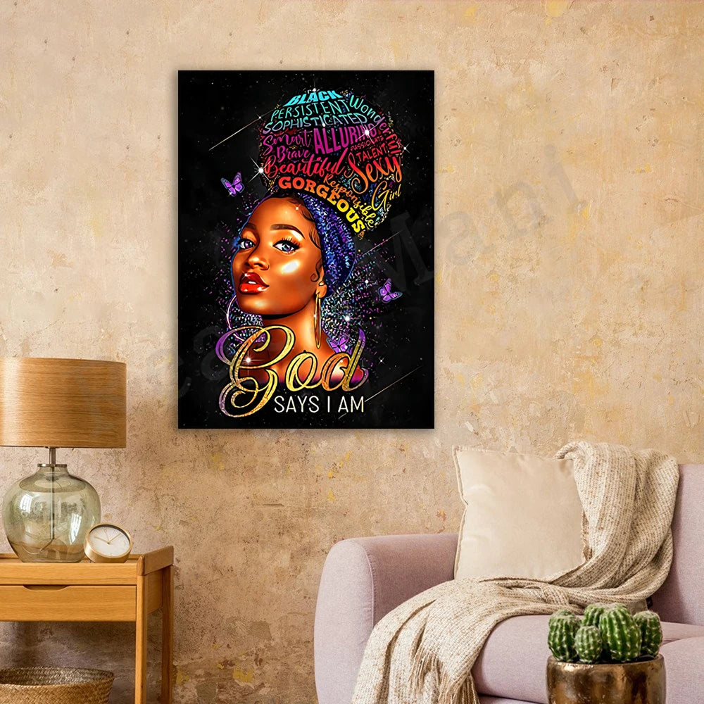 God Said You Are Poster, Religious Black Wall Art Print, Christian Gifts to Encourage African American Women, Religious Poster - LuxeStreet Boutique
