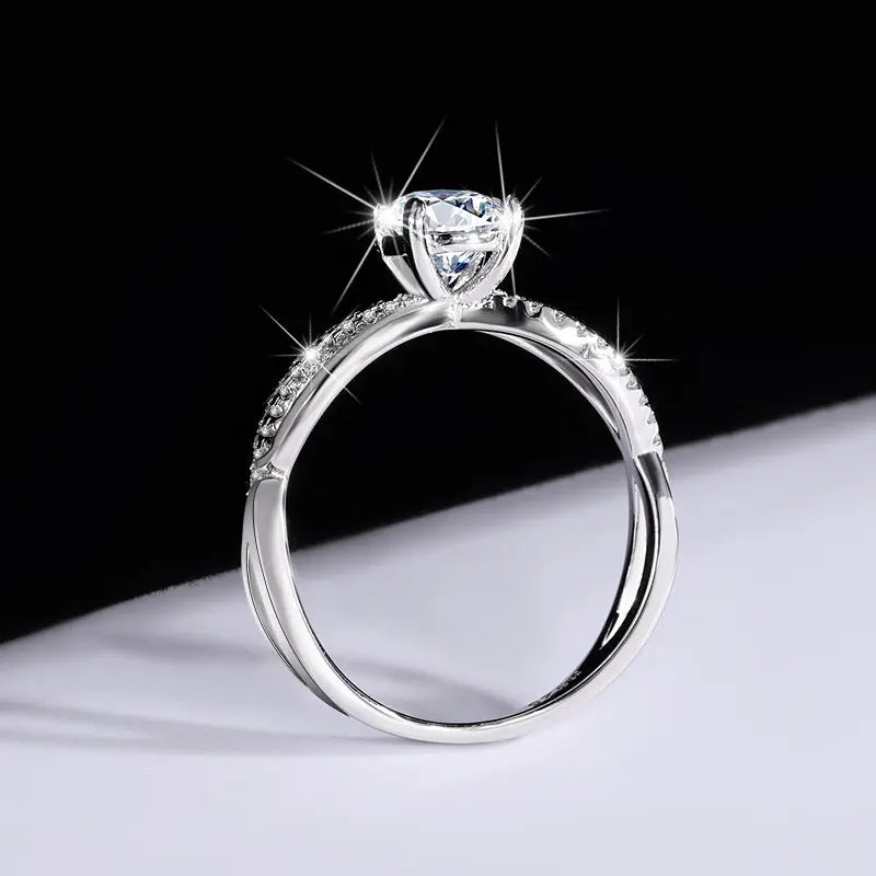 Sterling Silver Moissanite Ring - Authentic and Dazzling Elegance - LuxeStreet Boutique