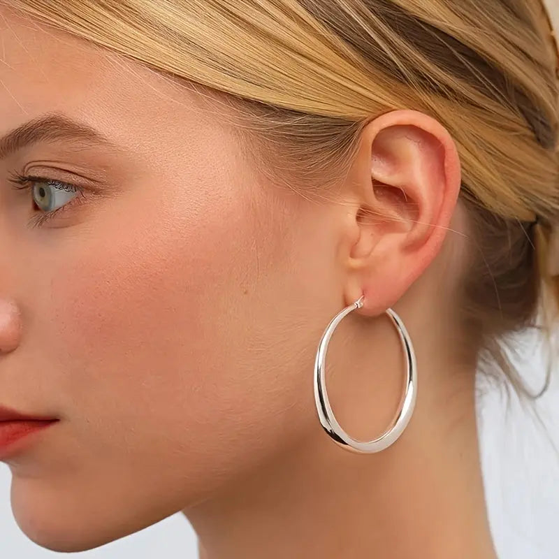 S925 Sterling Silver Hoop Earrings for Women – Large Hypoallergenic and Lightweight Thick Silver Hoops (35/40/50/70 mm) - LuxeStreet Boutique
