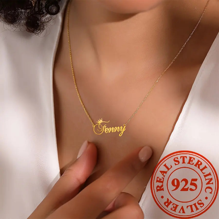 Luxury 925 Sterling Silver Custom Name Necklace - Personalized Simple Design - LuxeStreet Boutique