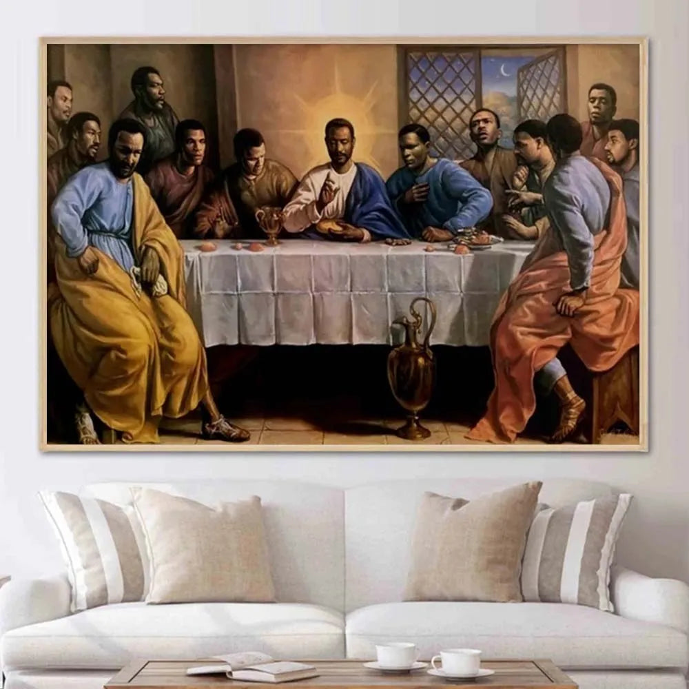 African Black Jesus Last Supper Poster - Religious Christian Canvas Painting Wall Art for Home Decor - LuxeStreet Boutique