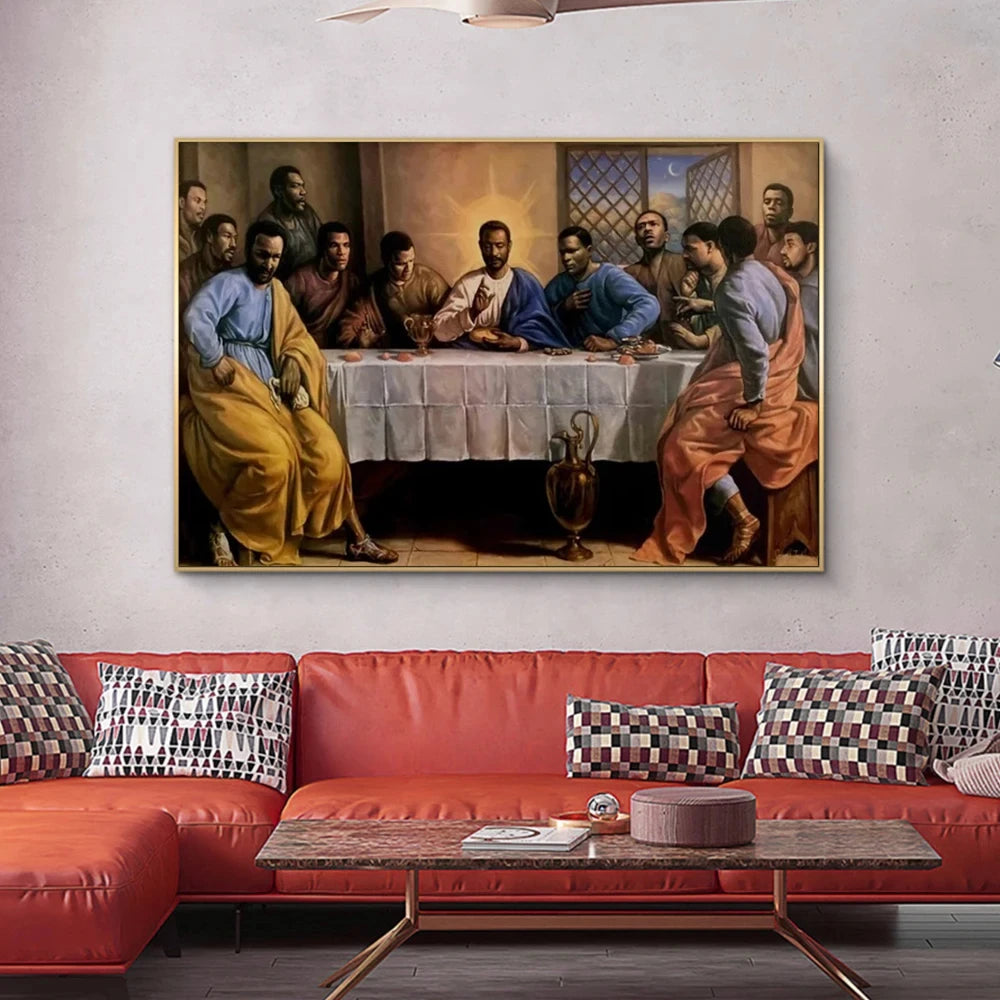 African Black Jesus Last Supper Poster - Religious Christian Canvas Painting Wall Art for Home Decor - LuxeStreet Boutique