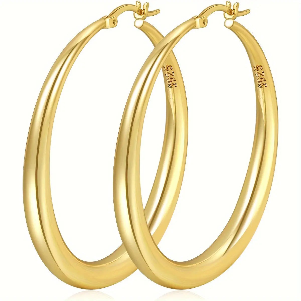 S925 Sterling Silver Hoop Earrings for Women – Large Hypoallergenic and Lightweight Thick Silver Hoops (35/40/50/70 mm) - LuxeStreet Boutique