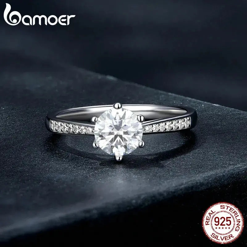 Women Sterling Silver Moissanite Rings - 925 Sterling Silver with Diamond Accents - LuxeStreet Boutique