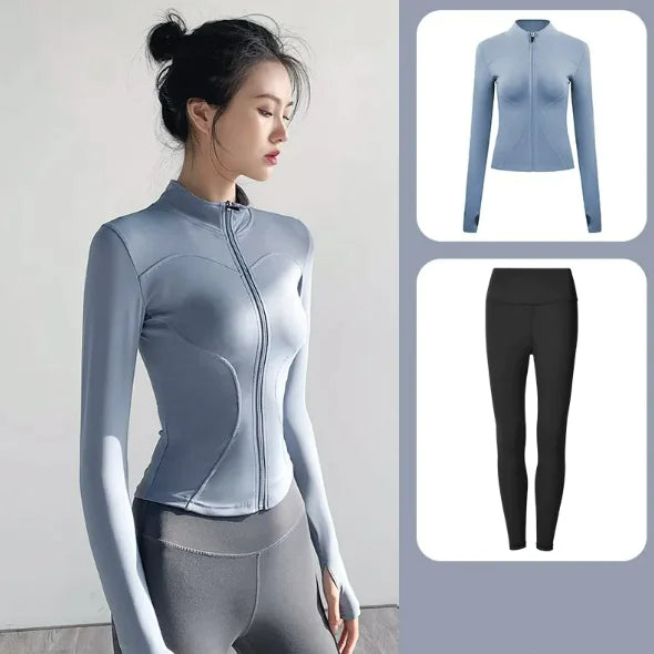 Women's Yoga Set - Autumn & Winter Speed Dry Long-Sleeve Jacket - LuxeStreet Boutique