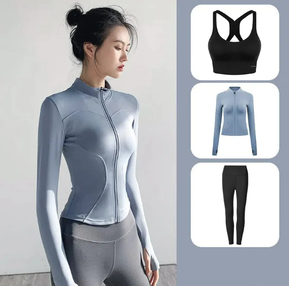 Women's Yoga Set - Autumn & Winter Speed Dry Long-Sleeve Jacket - LuxeStreet Boutique