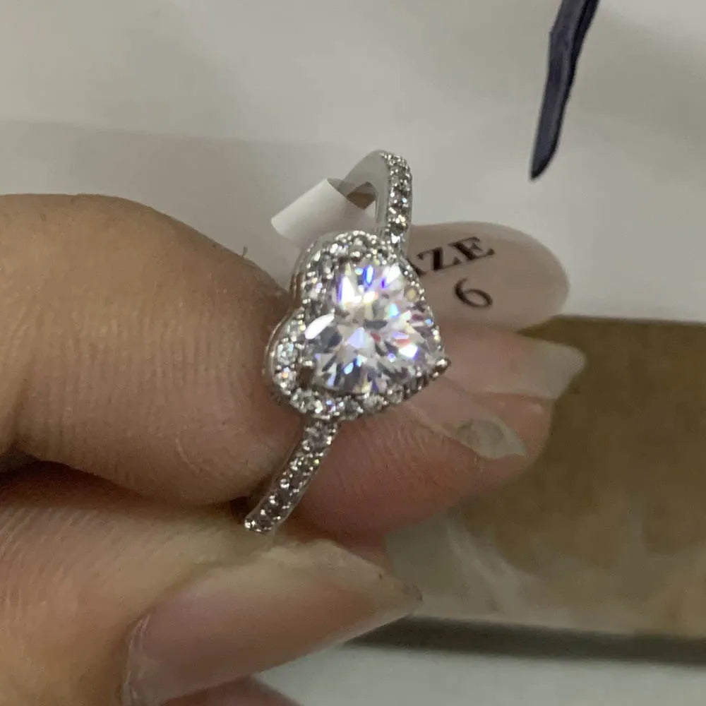 YaYI Jewelry Princess Cut Natural Gemstones Moissanite Zircon Silver Color Engagement Wedding Party Heart  Rings - LuxeStreet Boutique