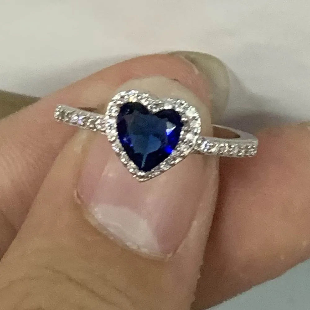 YaYI Jewelry Princess Cut Natural Gemstones Moissanite Zircon Silver Color Engagement Wedding Party Heart  Rings - LuxeStreet Boutique