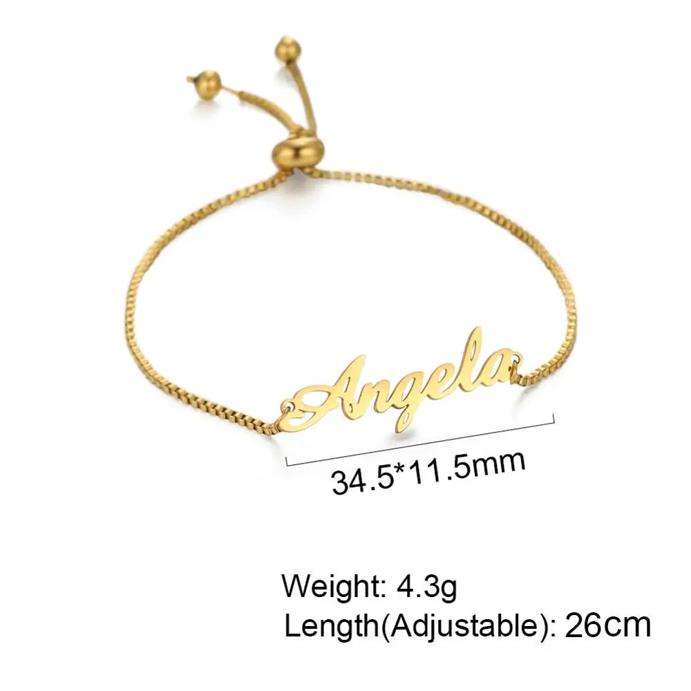 Teamer Personalized Name Bracelets for Women and Kids - Adjustable Stainless Steel Pendant with Copper Chain Jewelry - Perfect Graduation Gifts - LuxeStreet Boutique