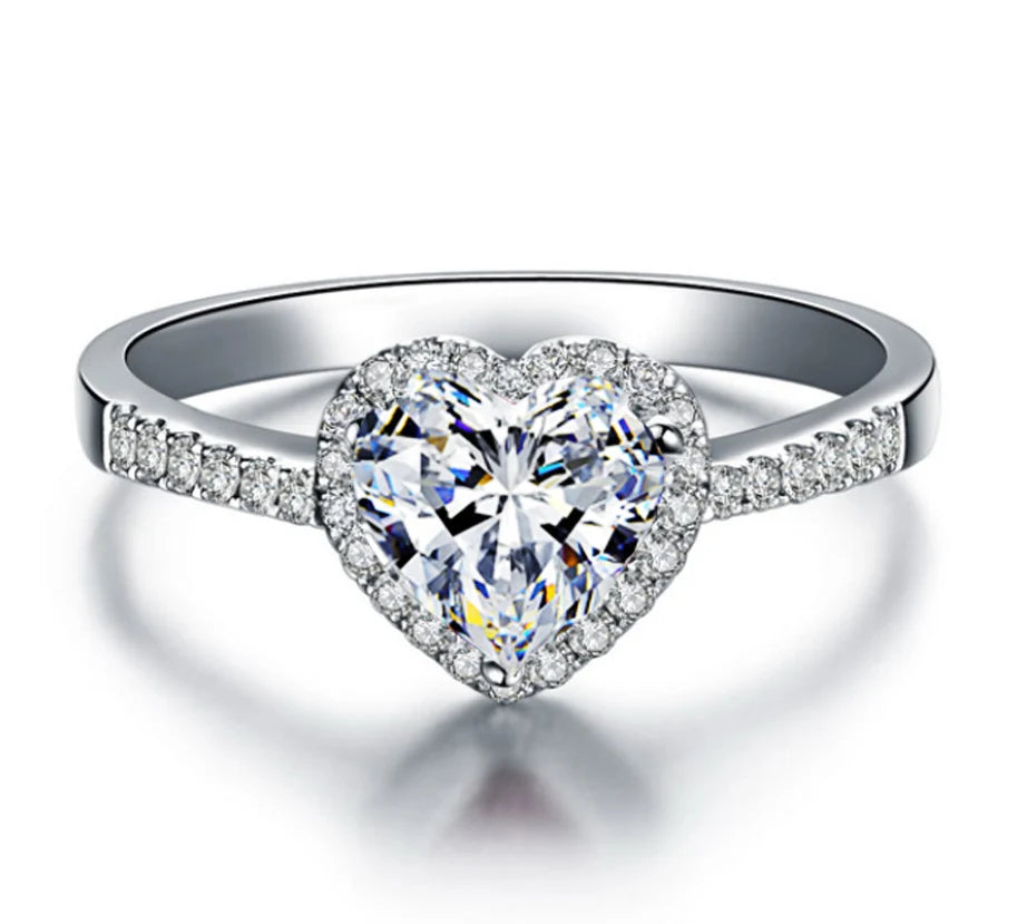 YaYI Jewelry Princess Cut Natural Gemstones Moissanite Zircon Silver Color Engagement Wedding Party Heart  Rings - LuxeStreet Boutique