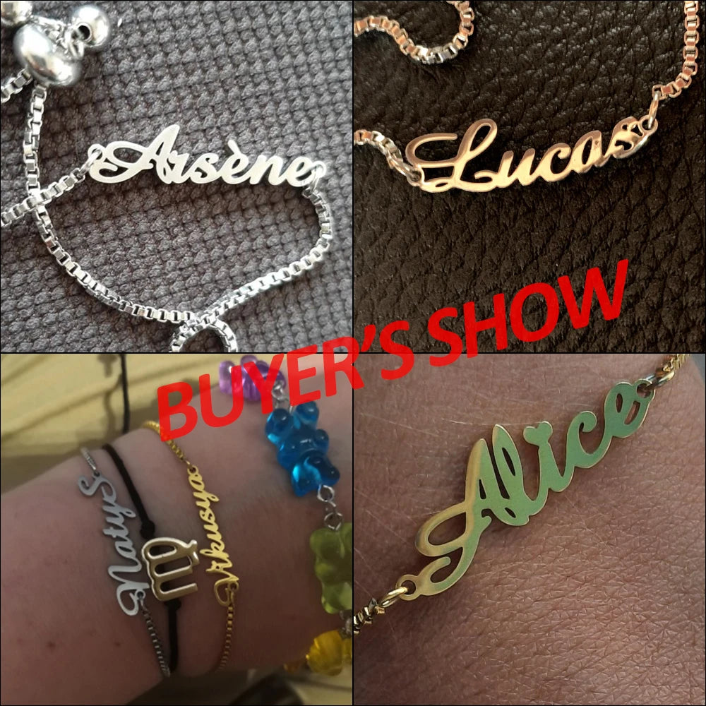 Teamer Personalized Name Bracelets for Women and Kids - Adjustable Stainless Steel Pendant with Copper Chain Jewelry - Perfect Graduation Gifts - LuxeStreet Boutique