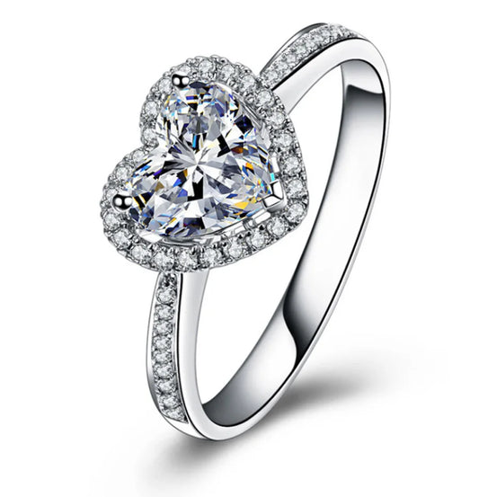 YaYI Jewelry Princess Cut Natural Gemstones Moissanite Zircon Silver Color Engagement Wedding Party Heart  Rings - LuxeStreet Boutique