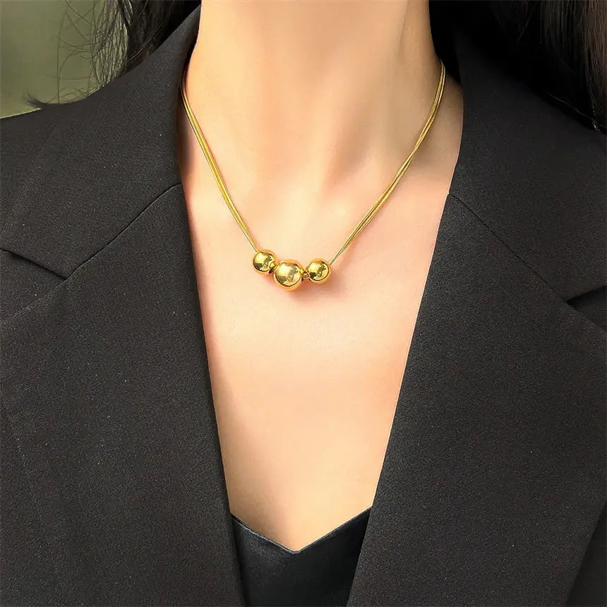316L Stainless Steel Ladies Necklace - Exaggerate Simplicity Beading Pendant Clavicle Chain Fashion Exquisite Jewelry - LuxeStreet Boutique