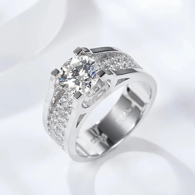 Moissanite Ring for Men in 925 Sterling Silver - Luxury Engagement Wedding Band - LuxeStreet Boutique
